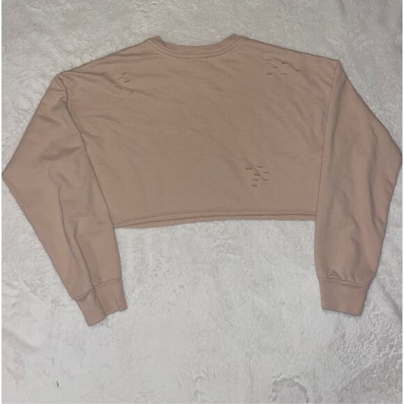 Forever 21 beige / tan tattered sweatshirt. - Picture 4 of 6